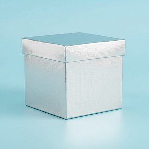 Caixa Cubo Para Presente Metalizada com Textura Prata 10x10x10cm - 10 unidades - ASSK - Rizzo