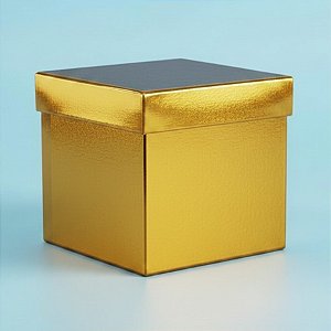 Caixa Cubo Para Presente Metalizada com Textura Dourado 10x10x10cm - 10 unidades - ASSK - Rizzo
