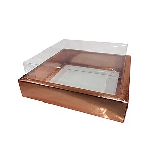 Caixa de PVC N°13 Rosê Gold 17X17X7,8- 5 un - Assk Rizzo Confeitaria