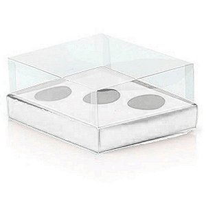 Caixa Ovo de Colher Triplo - Meio Ovo de 50g a 80g - Branco - 20,5 x 17 x 6,5 cm - 5 un - Assk Rizzo Confeitaria
