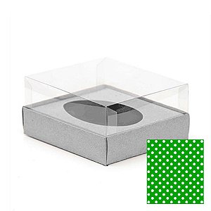 Caixa Ovo de Colher - Meio Ovo de 250g - 15cm x 13cm x 6,5cm - Verde Com Bolinhas - 5 Unidades - Assk - Rizzo