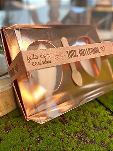 Caixa Ovo de Colher Duplo - Meio Ovo de 50g a 80g - 10x10x4cm - Rose Gold - 5unidades - Assk - Páscoa Rizzo Embalagens