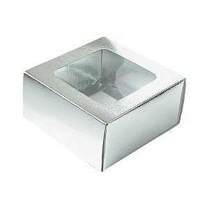 Caixa Gaveta com Visor Nº1 (8cm x 8cm x 4cm) Prata 10 unidades Assk Rizzo Embalagens
