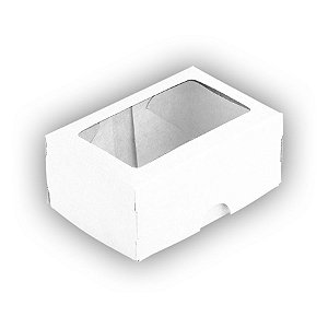 Caixa 2 Doces com Visor S1 (6cm x 9cm x 4cm) Branca 10 unidades Assk