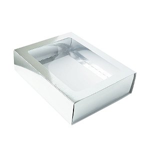 Caixa Gaveta com Visor Nº3 (12cm x 16cm x 4cm) Prata 10 unidades Assk Rizzo Embalagens