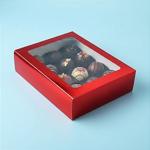 Caixa Gaveta com Visor Nº3 (12cm x 16cm x 4cm) Vermelha - 10 unidades - Assk - Rizzo