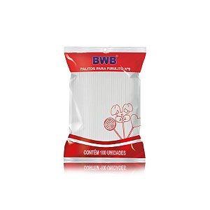 Palito para Pirulito Pequeno Branco com 100 un. BWB