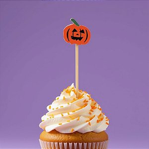 Pick Decorativo de Halloween - Abóbora Laranja - 12cm - 12 unidades - Cromus - Rizzo