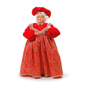 Mamãe Noel Decorativa Vermelho e Ouro - 42cm  - 1 unidade - Cromus - Rizzo