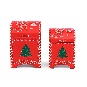 Caixa de Correio Decorativa de Natal - Vermelho e Branco - 2 unidades - Cromus - Rizzo