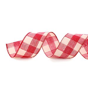 Fita Aramada Quadriculada - Vermelho/Natural - 6,3cm x 9,14m - 1 unidade - Cromus - Rizzo