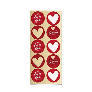 Adesivo Redondo - Te Amo Hoje Vermelho - 10 unidades - Cromus - Rizzo