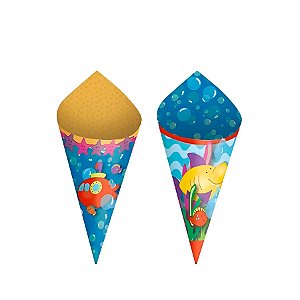 Mini Cone Decorativo - Fundo do Mar - 24 unidades - Cromus - Rizzo