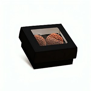 Caixa para 4 Doces Quadrada - Preto - 10 unidades - Cromus - Rizzo