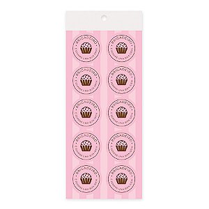 Adesivo Redondo - Brigadeiro Rosa - 10 unidades - Cromus - Rizzo