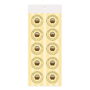 Adesivo Redondo - Brigadeiro Amarelo - 10 unidades - Cromus - Rizzo