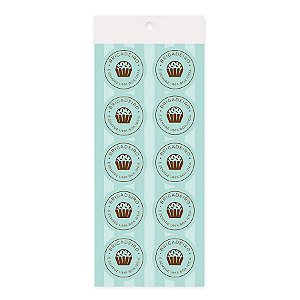 Adesivo Redondo - Brigadeiro Verde Água - 10 unidades - Cromus - Rizzo