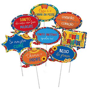 Plaquinhas Divertidas - Festa Junina São João  - 8 unidades - Cromus - Rizzo