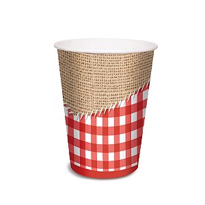 Copo de Papel 240ml - Xadrez Junino  - 8 unidades - Cromus - Rizzo