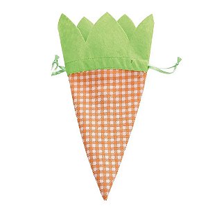 Bolsinha Cone Cenoura de Páscoa Xadrez - 25cm x 11cm - 1 unidade - Cromus - Rizzo
