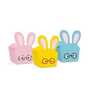 Cestinha de Páscoa - Coelho Orelha Play - 8,5x8,5x6cm - 10 unidades - Cromus - Rizzo