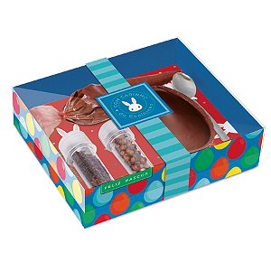 Caixa Kit Confeiteiro Coelho Sai da Toca Azul - Meio Ovo de 100g  - 1 unidade - Cromus - Rizzo
