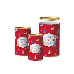 Lata para Ovo de Páscoa Rígida - Feeling Composê Vermelho - 1 unidade - Cromus - Rizzo