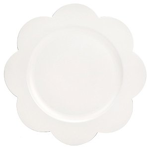 Sousplat com Borda Floral - Branco - 32cm - 1 unidade - Cromus - Rizzo