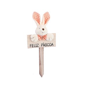 Placa Feliz Páscoa - Laranja - 22cm - 1 unidade - Cromus - Rizzo