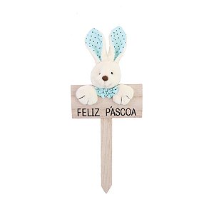 Placa Feliz Páscoa - Azul - 22cm - 1 unidade - Cromus - Rizzo