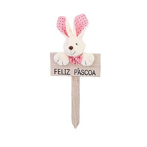 Placa Feliz Páscoa - Rosa - 22cm - 1 unidade - Cromus - Rizzo