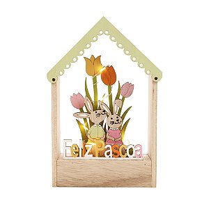 Casa Decorativa Feliz Páscoa com Led - 17cm  - 1 unidade - Cromus - Rizzo