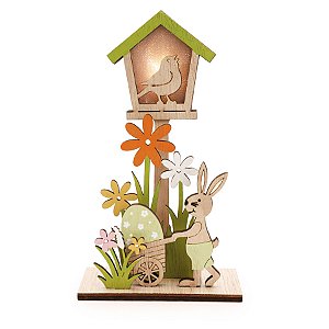 Casa Decorativa Passarinho com Led de Páscoa - 17,5cm  - 1 unidade - Cromus - Rizzo