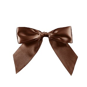 Laço Perfeito de Fita de Cetim com Lacre Prático - Marrom - P 7,5x12,5cm - 3 unidades - Cromus - Rizzo