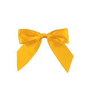 Laço Perfeito de Fita de Cetim com Lacre Prático - Amarelo Canário  - P 7,5x12,5cm - 3 unidades - Cromus - Rizzo