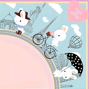 Saco Express 49x49cm para Ovos de 750g a 1kg - Coelho Viajante  - 5 unidades - Cromus - Rizzo