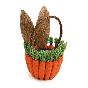 Cesta de Páscoa de Cenouras com Orelhas - 34x20cm - 1 unidade - Cromus - Rizzo