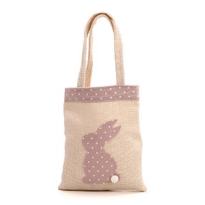 Bolsa de Tecido Silhueta de Coelho Pontilhada - Rosa - 20x18cm - 1 unidade - Cromus - Rizzo