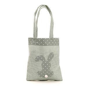 Bolsa de Tecido Silhueta de Coelho Pontilhada - Verde Água - 20x18cm - 1 unidade - Cromus - Rizzo