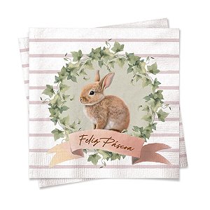 Guardanapo Listrado Feliz Páscoa - 32,5cm - 20 unidades - Cromus - Rizzo