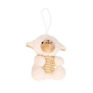 Enfeites de Pendurar Ovelinha com Cachecol  de Páscoa Bege - 11x12,5x7cm - 1 unidade - Cromus - Rizzo