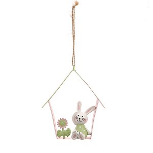 Enfeites de Pendurar de Metal Casinha de Páscoa Verde - 12,5x10,5x2cm - 1 unidade - Cromus - Rizzo