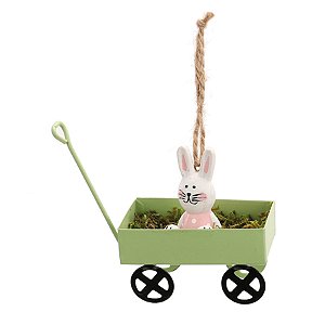 Enfeite para Pendurar Carrinhos de Mão de Páscoa Verde - 8x6x4cm - 1 unidade - Cromus - Rizzo