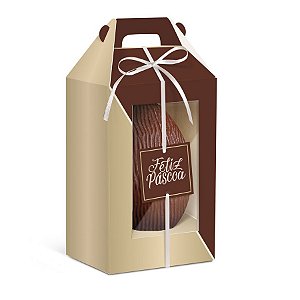 Caixa Maleta Vertical para Ovo com Visor - Duo Ouro 350g - 6 unidades - Cromus - Rizzo