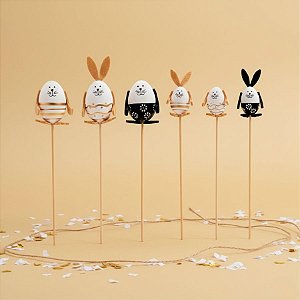 Pick Decorativo de Páscoa - Ovo Coelho - 6 unidades - Cromus - Rizzo