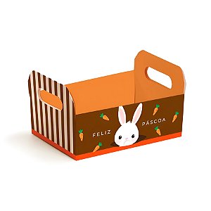 Caixote de Papel Cartão - Coelho Sai da Toca - Laranja - 1 unidade - Cromus - Rizzo