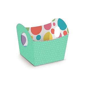 Cestinha de Páscoa Candy Colors Turquesa 7x8x7cm - 10 unidades - Cromus - Rizzo