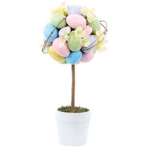 Topiária de Páscoa de Ovos Coloridos com Flores  - 1 unidade - Cromus - Rizzo