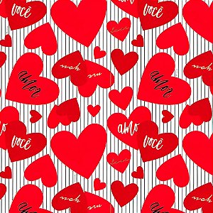 Saco para Presente Decorado - Amo Você - Cromus - Rizzo