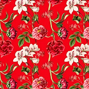 Saco para Presente Decorado - Botânica Vermelho - Cromus - Rizzo